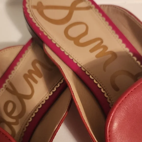 Sam Edelman Red Leather Mules For Women - Picture 3 of 12